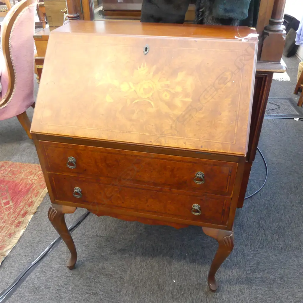 INLAID DROP FRONT DESK 610 x 900mm FAULT TO TOP Image 1++