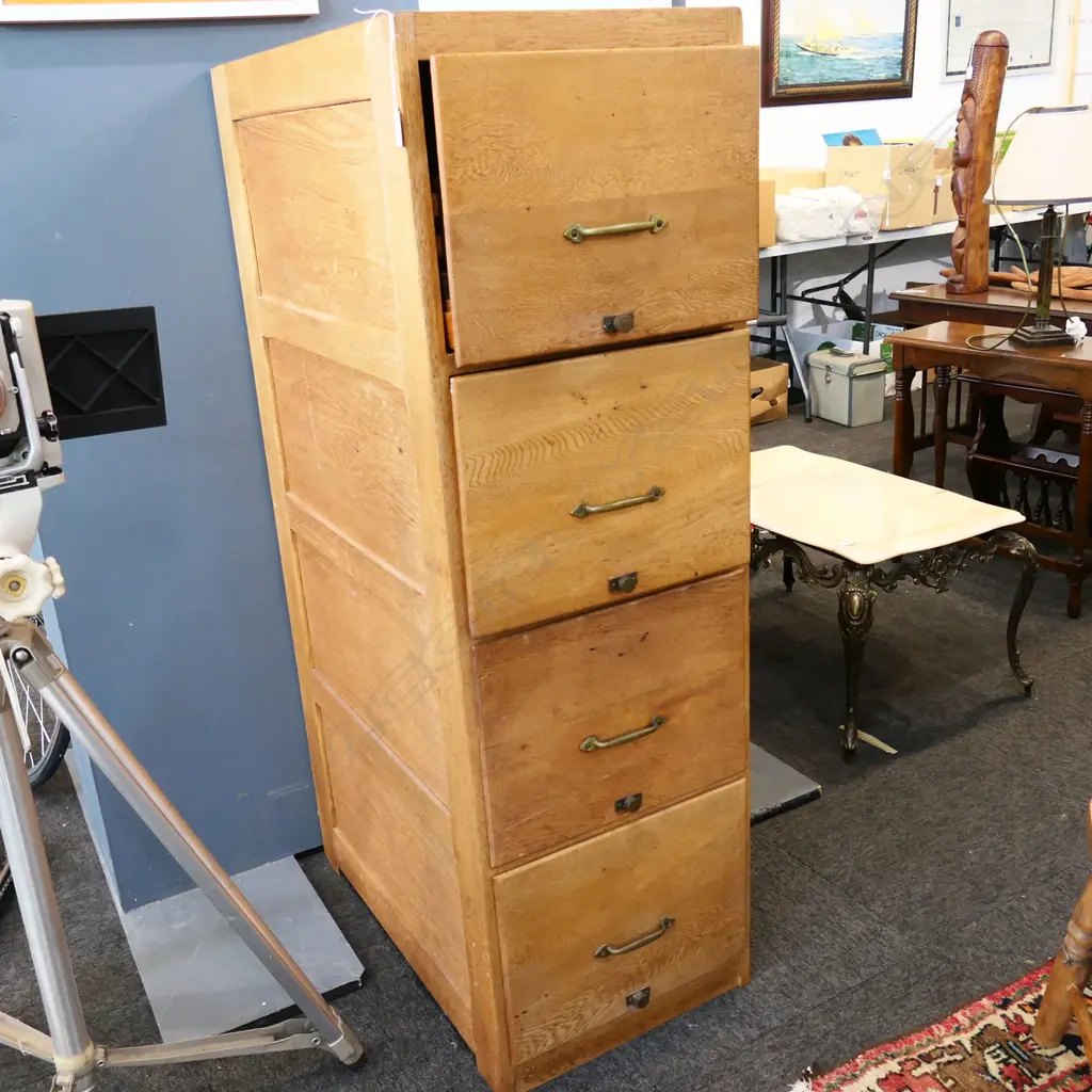 OAK 4 DRAW FILING CABINET 415x685x1320mm Image 1++