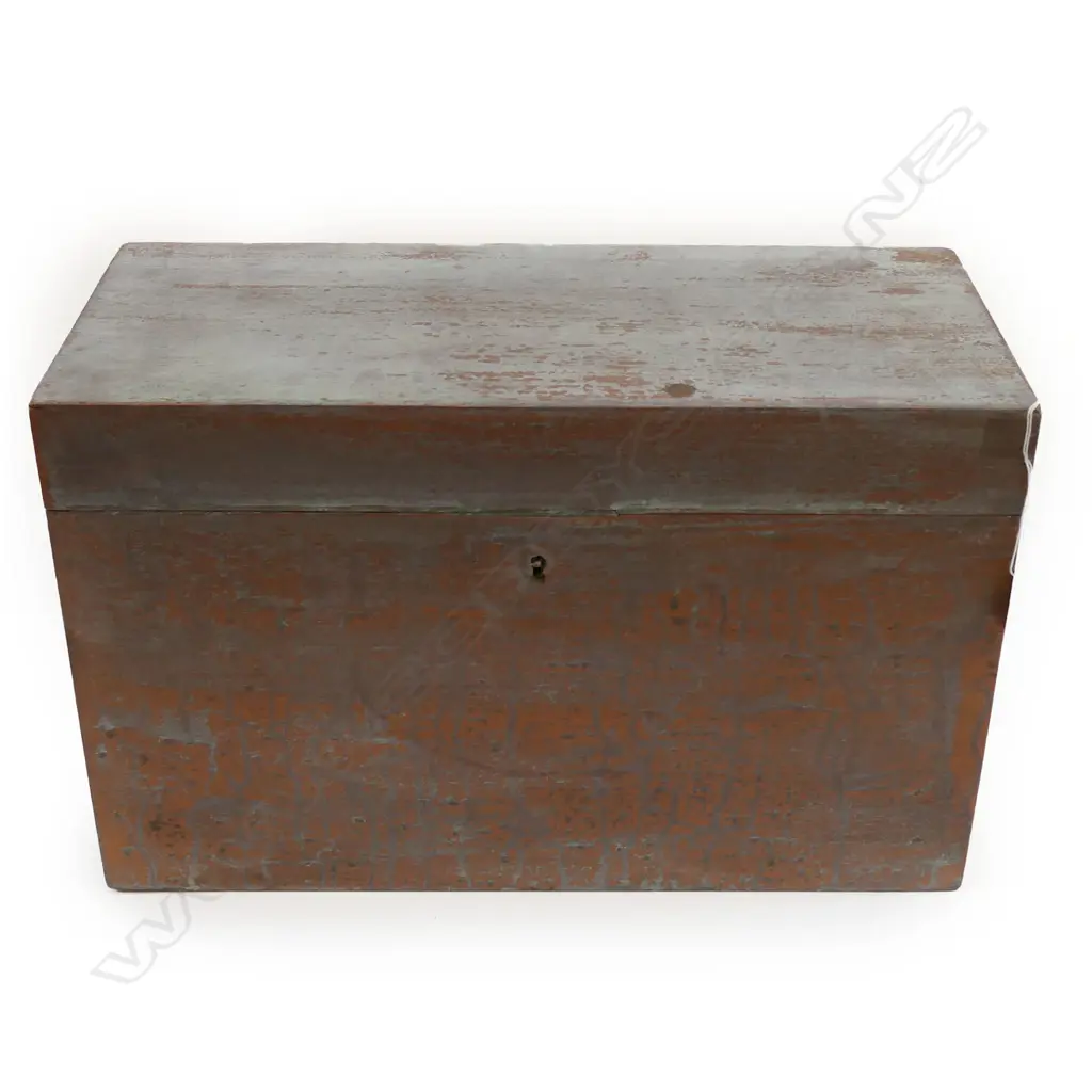 WOODEN BOX w. FAUX COPPER PAINTED FINISH 465x205x290mm Image 1++