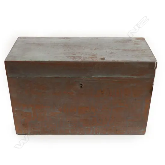 WOODEN BOX w. FAUX COPPER PAINTED FINISH 465x205x290mm
