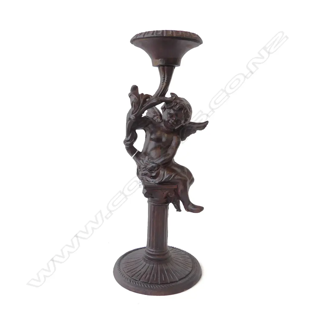 ANTIQUE CAST IRON CHERUB BIRD BATH GARDEN ORNAMENT, H.490MM Image 1++