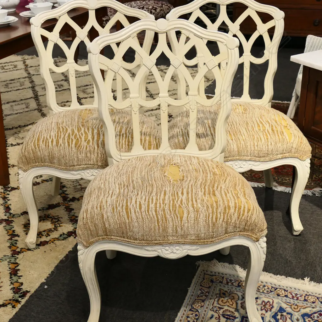 3 LG DINING CHAIRS - UPHOLSTERY WORN Image 1++