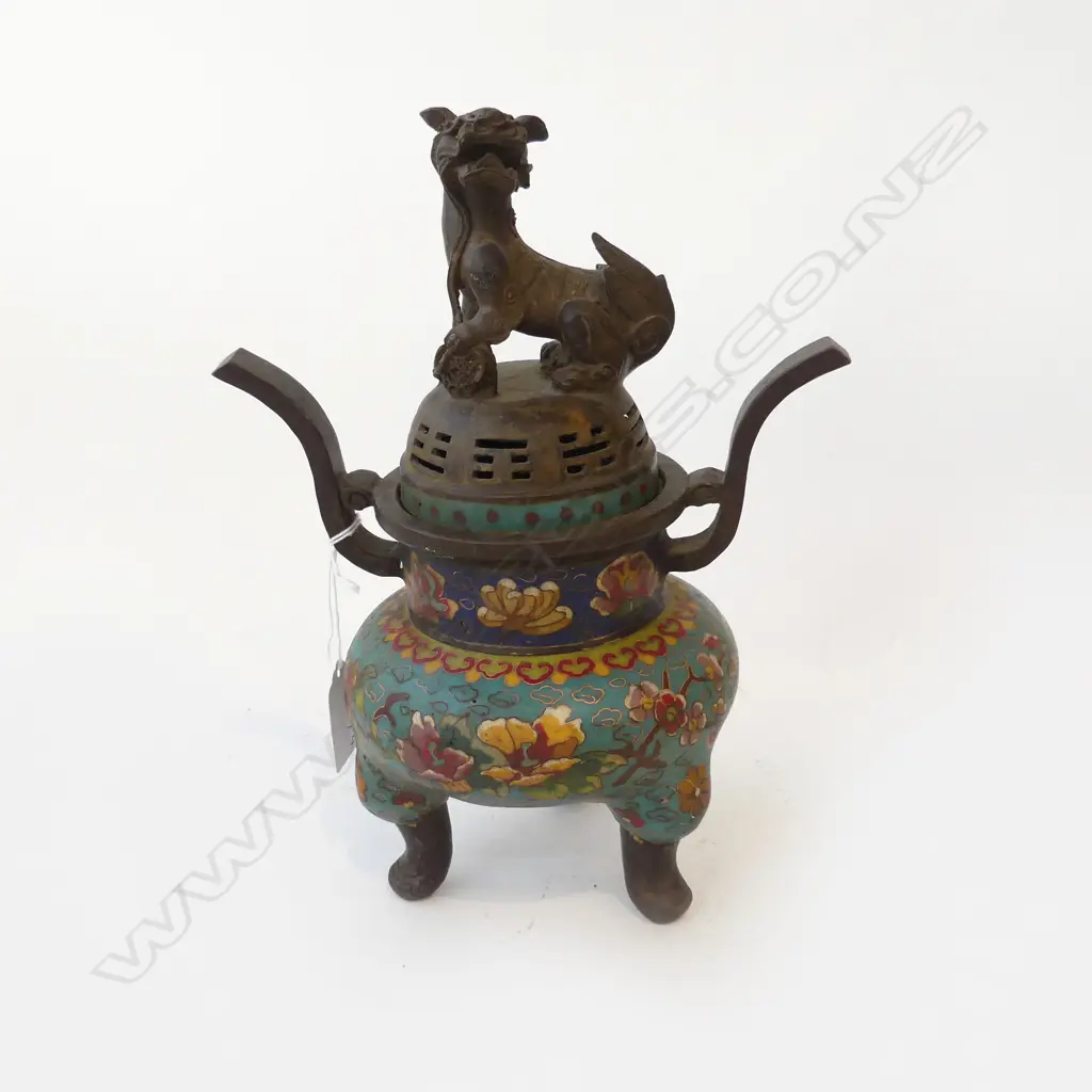 LIDDED CLOISONNE INCENSE BURNER H.255mm Image 1++