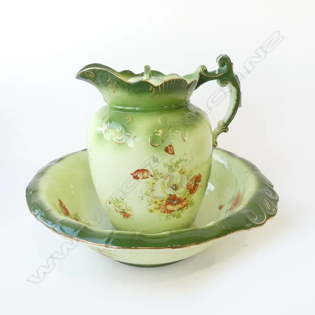 EDWARDIAN LIDDED JUG & BASIN SET H.300mm Image 1++