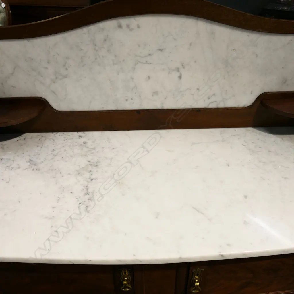 MARBLE BACK AND TOPPED EDWARDIAN WASHSTAND Image 1++