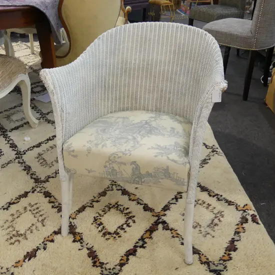 WHITE PAINTED CANE PATIO CHAIR