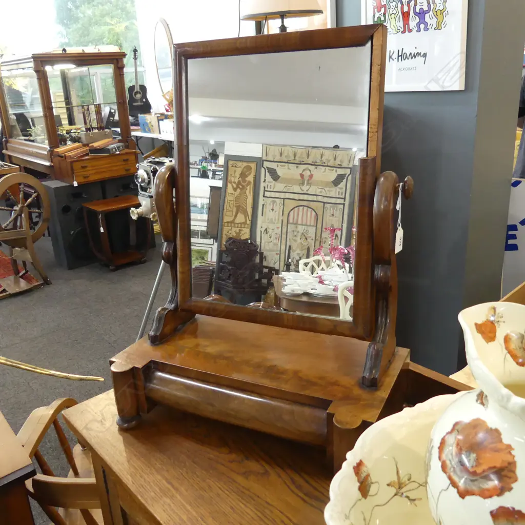 ANTIQUE MAHOGANY TOILET MIRROR (PARTS IN DRAWER) H.560mm Image 1++