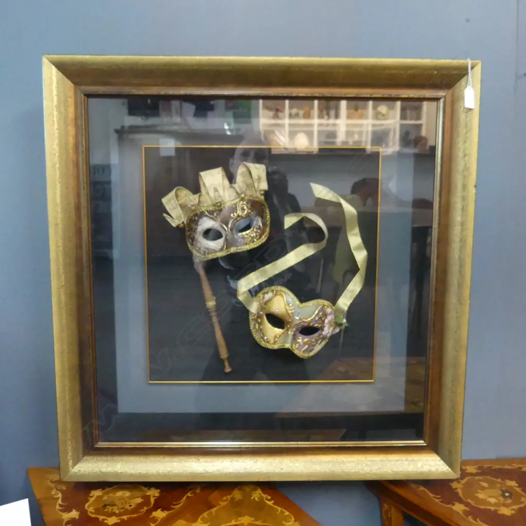 2 FRAMED VENETIAN MASKS 755x740x155mm OVERALL SIZE Image 1++