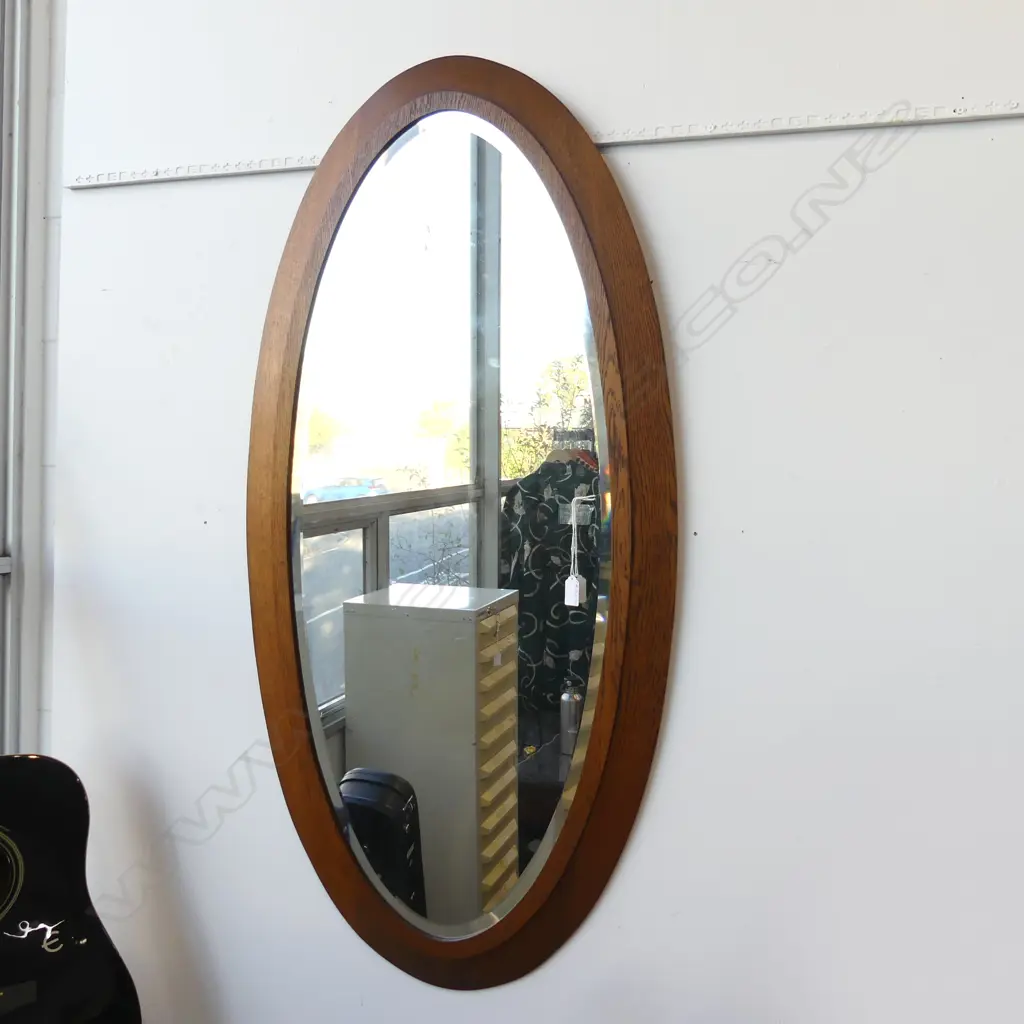 LG OVAL MIRROR, OAK FRAME 1200x600mm Image 1++