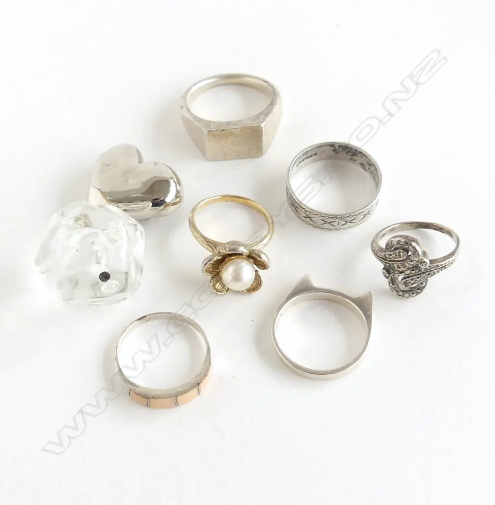 6 RINGS, SOME STG, SINGLE EARRING Image 1++