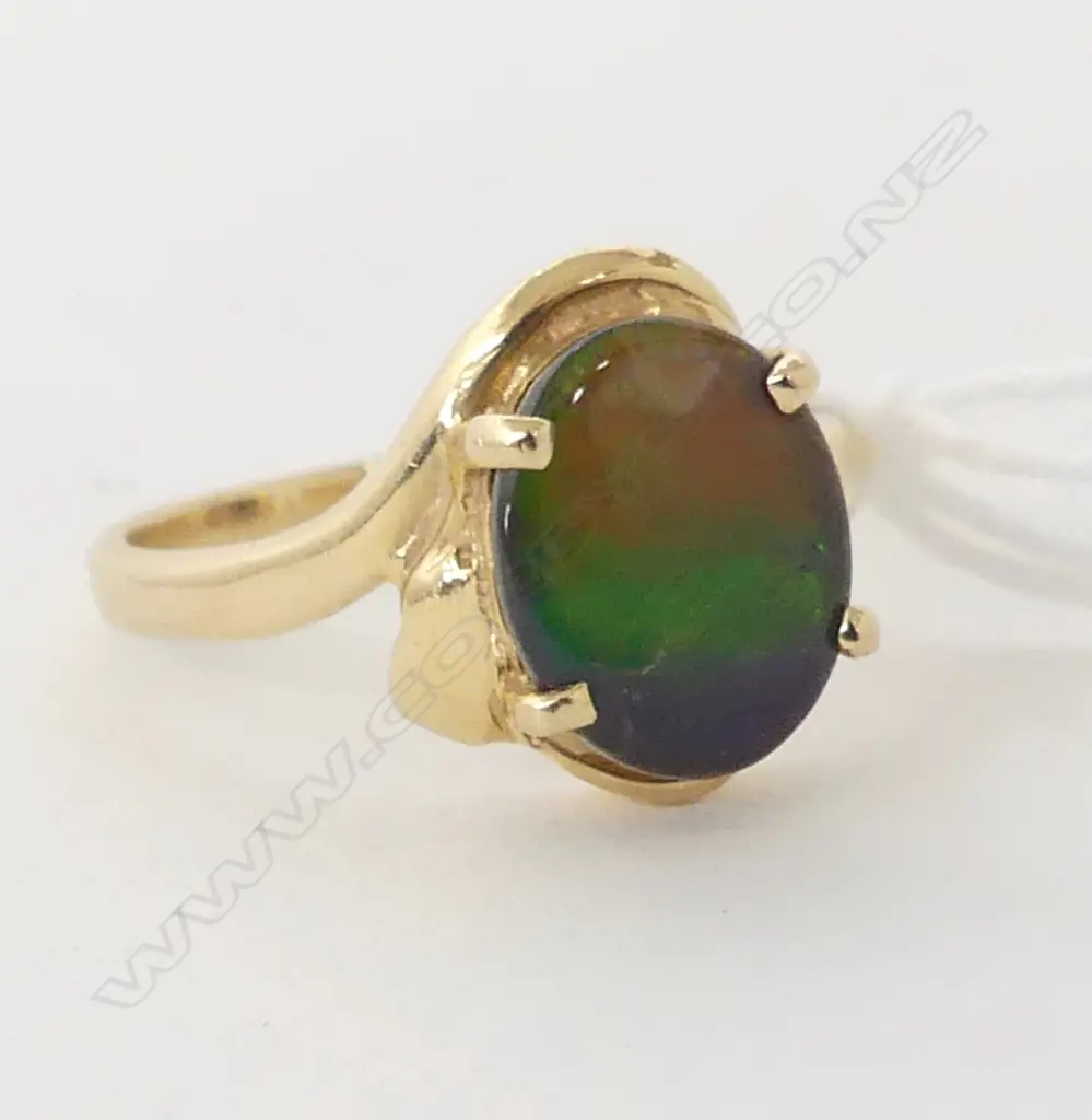 14ct YELLOW GOLD & DUBLET STONE (gold blue green) RING 4.47gms  SIZE Q Image 1++