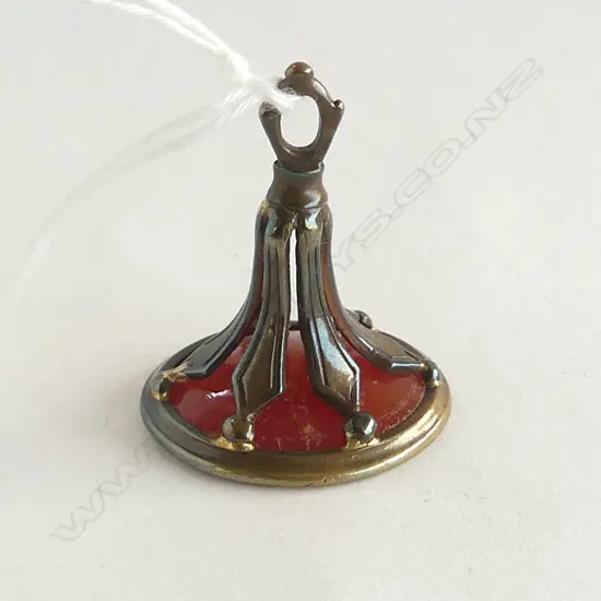 19thC GILT FOB SEAL CARNELIAN PANEL W HELMETED GENT
