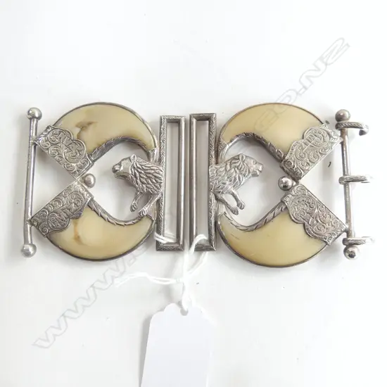 C1900 INDIAN SILVER & TIGER/LION'S 4 CLAW BUCKLE 