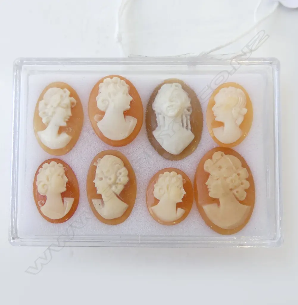8 VINTAGE ART NOUVEAU CAMEOS, VARIOUS SZS 10 -20mm Image 1++