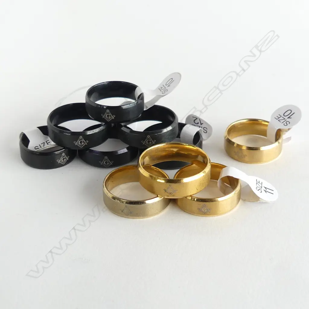 10 MASONIC COSTUME RINGS Image 1++