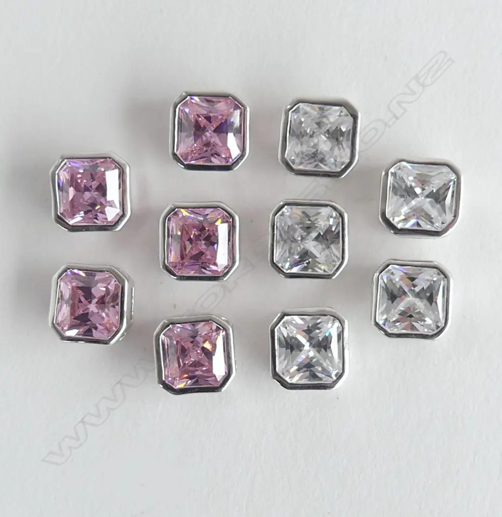 10 SILVER SET CZ PENDANTS, NEW Image 1++