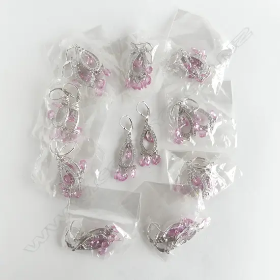 10 PRS SILVER & CZ DROP EARRINGS, NEW