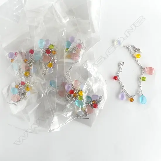 10 GEM SET SILVER BRACELETS, NEW