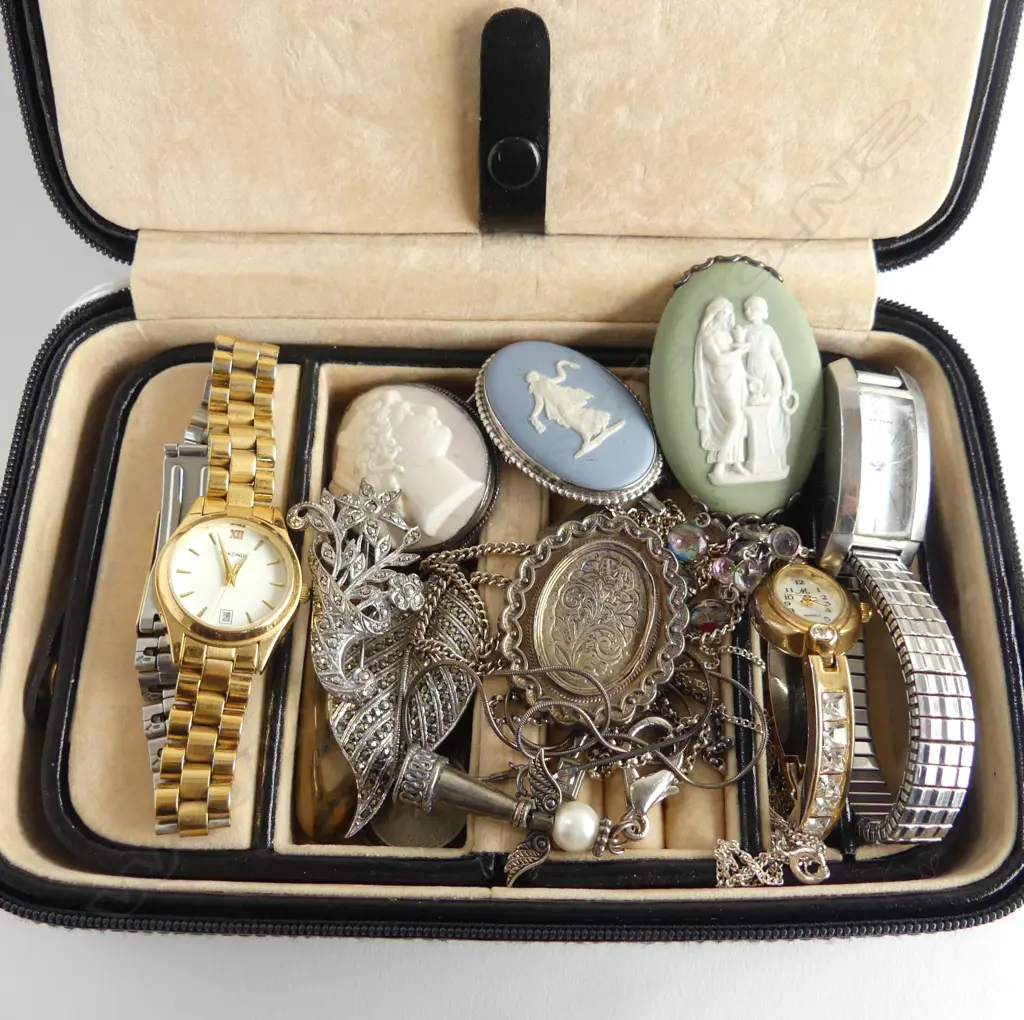 ASST. JEWELLERY INCL. STG CAMEOS, STG NECKLACES, WRIST WATCHES ETC Image 1++