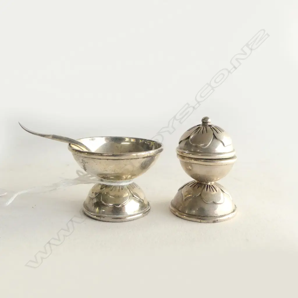 2 S/SILVER CONDIMENTS & SPOON 39G Image 1++