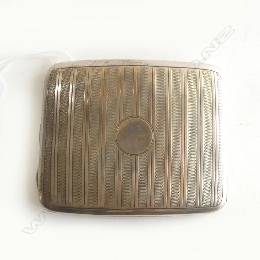 ART DECO SILVER CIGARETTE CASE Birmingham 1925 machine engraved 105gms Image 1++