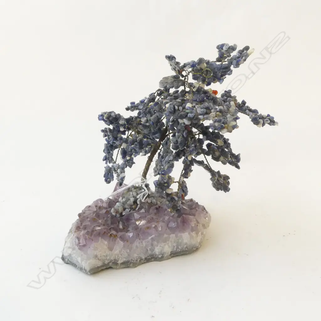 AMYTHIST BASED LAPUIS GEM INCRUSTED MODEL BONSAI TREE H150MM Image 1++