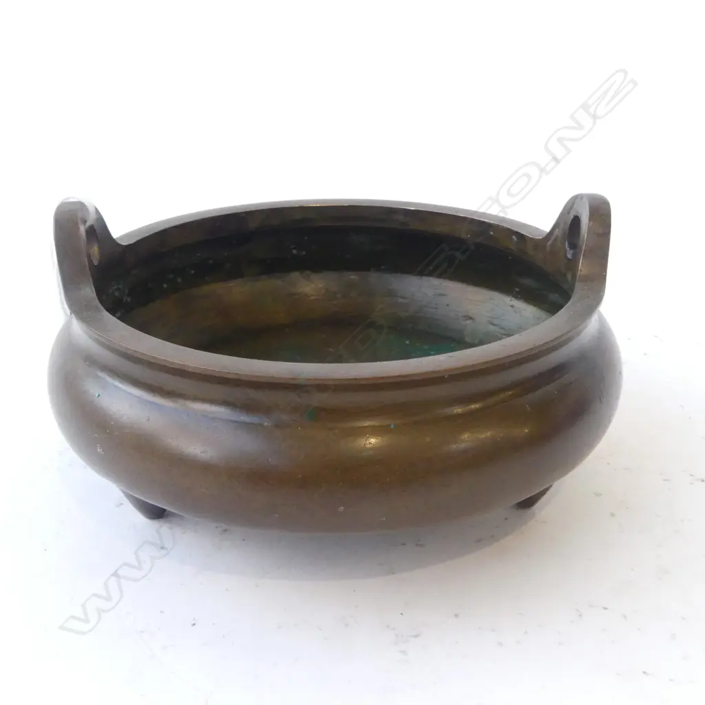 ORIENTAL BRONZE INCENSES BURNER 130mm dia Image 1++