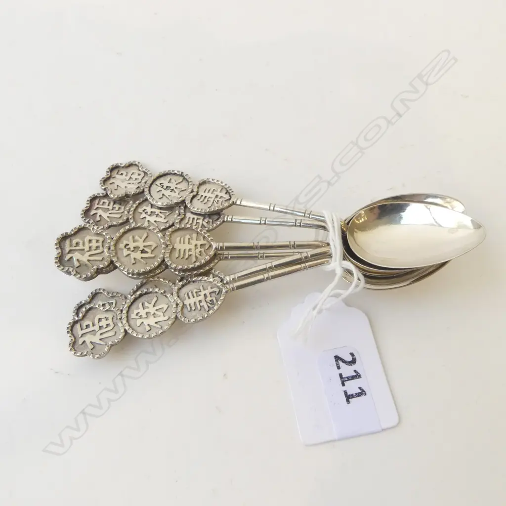 SET OF 6 S/SILVER HONG KONG COFFEE SPOONS 43G Image 1++