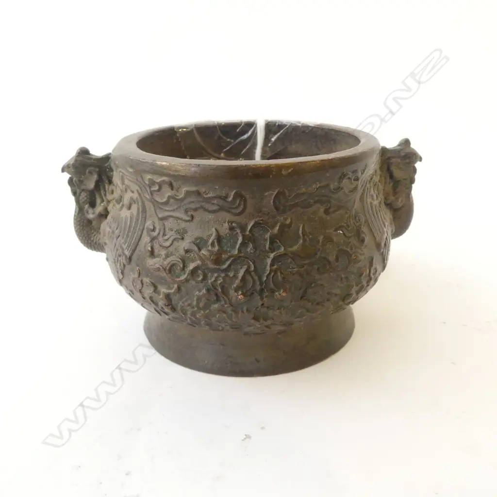 CHINESE BRONZE INCENSE BURNER H.50mm, 70mm dia Image 1++