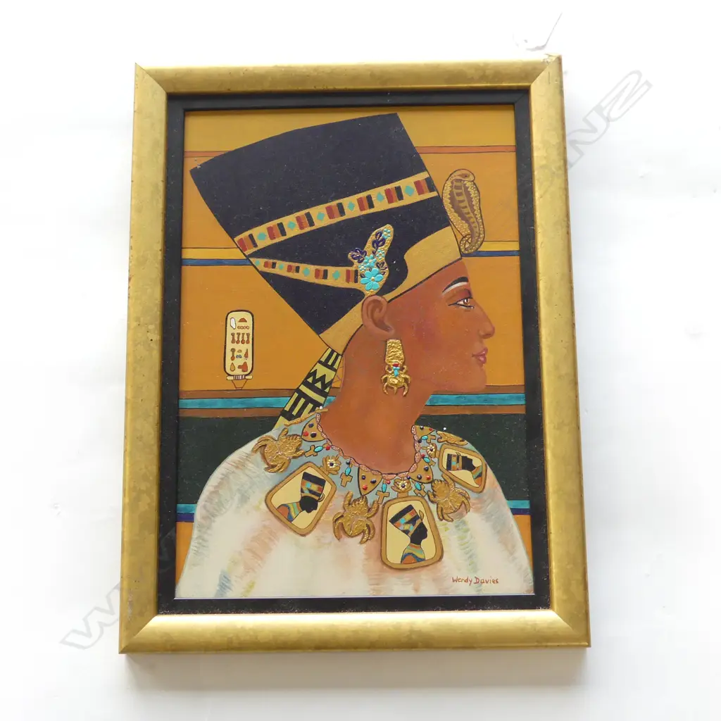 OIL ON BOARD NEPHRATITI SIGNED WENDY DAVIES H350 L260MM Image 1++