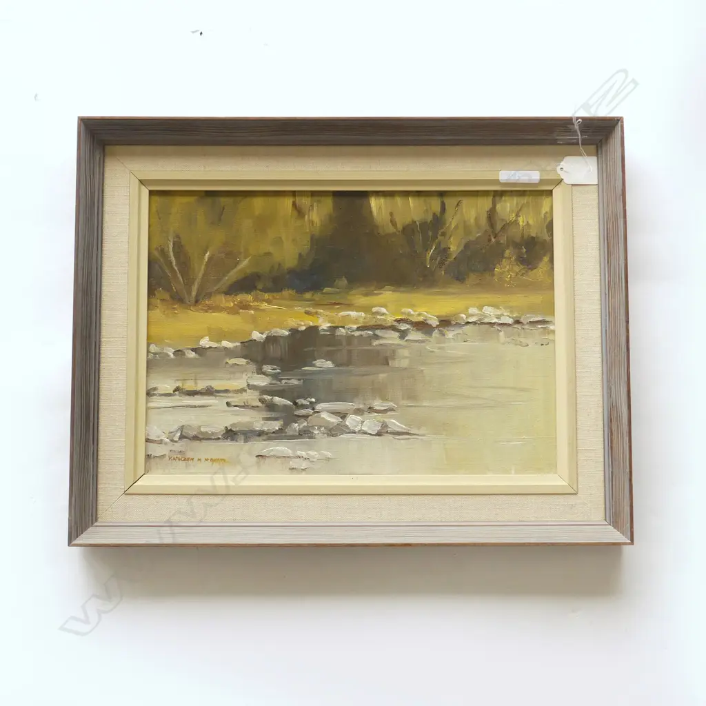 OIL QUITE POOL LINDUS RIVER SIGNED KATHREEN MCBEATH H350 L450MM Image 1++