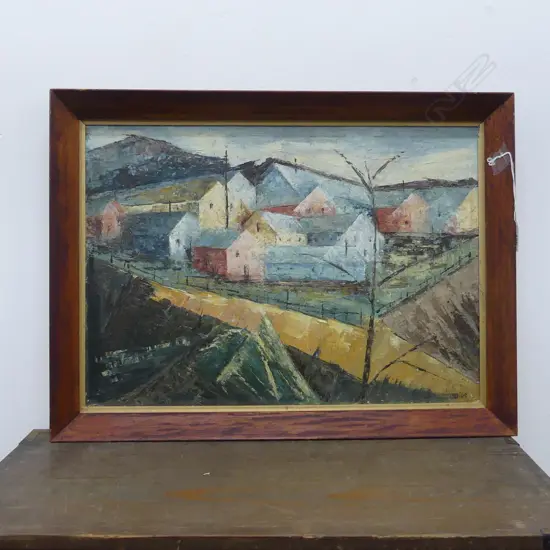 C H DUNCAN 'HILLTOP HUTMENTS' 1960, OIL ON BOARD, INITIALED & DATED '60, 330 x 470mm