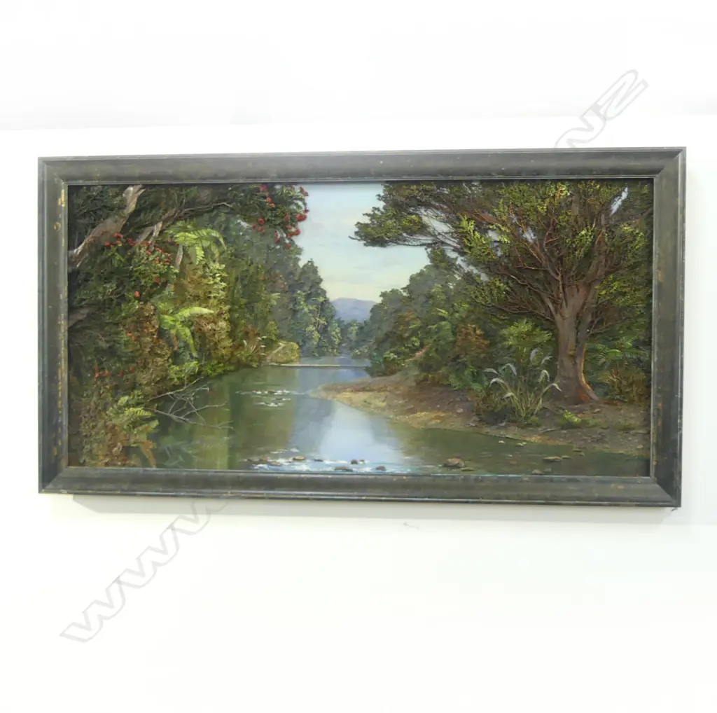 ELAINE MARTEL-ROWE LG MIXED MEDIA NZ BUSH LANDSCAPE 680x1370mm Image 1++