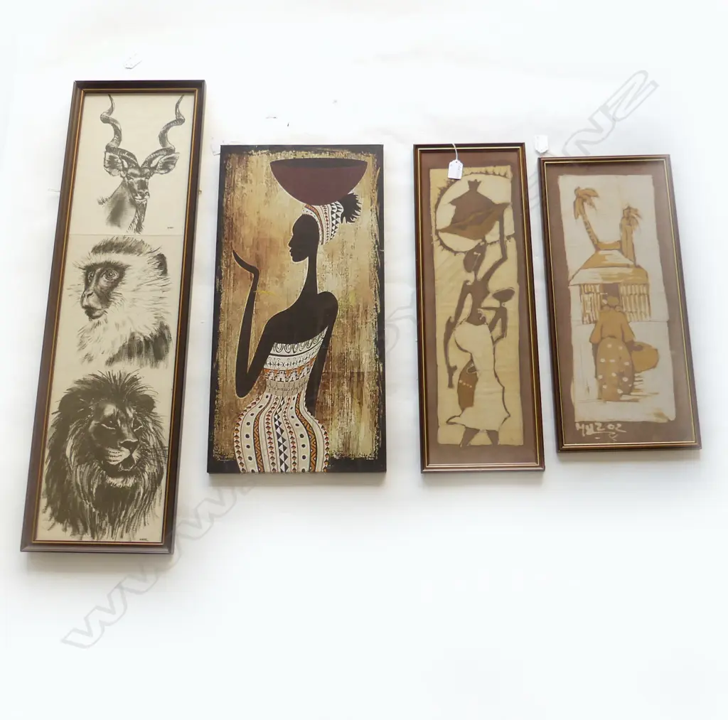 FOUR PC ETHNIC ART VARIOUS TECHNIQUE, TALLEST 880MM  Image 1++