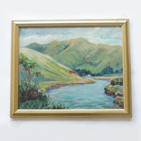 W A PAXTON RIVER SCENE , OIL ON CANVAS, 390 x 490mm