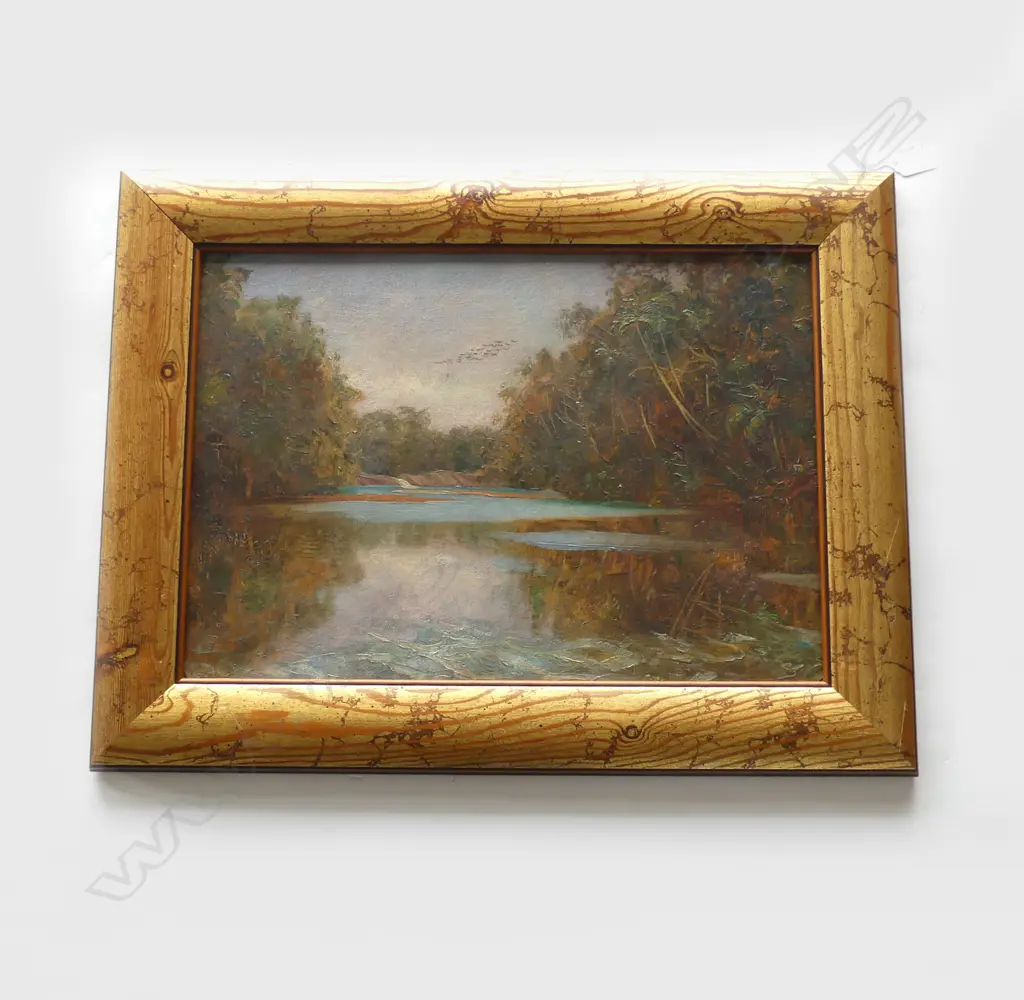 RIVER SCENE, OIL ON CANVAS, UNSIGNED, 340 x 490mm Image 1++