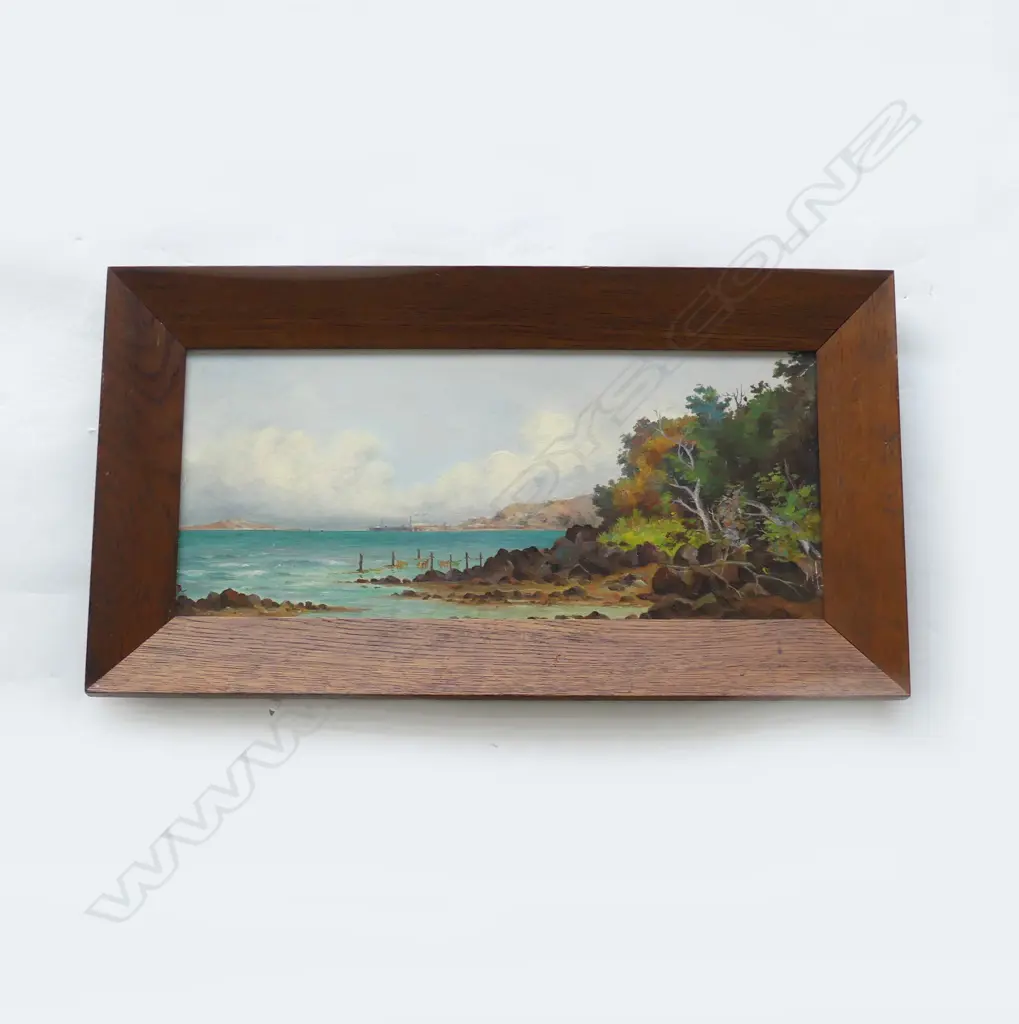 HARBOUR SCENE, OIL ON BOARD, UNSIGNED, 200 x 455mm Image 1++