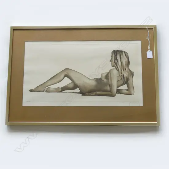 ROGER HEBBERLINCK (1912 - 1987) NUDE RECLINING, LITHOGRAPH 231/300, SIGNED, 300 x 540mm