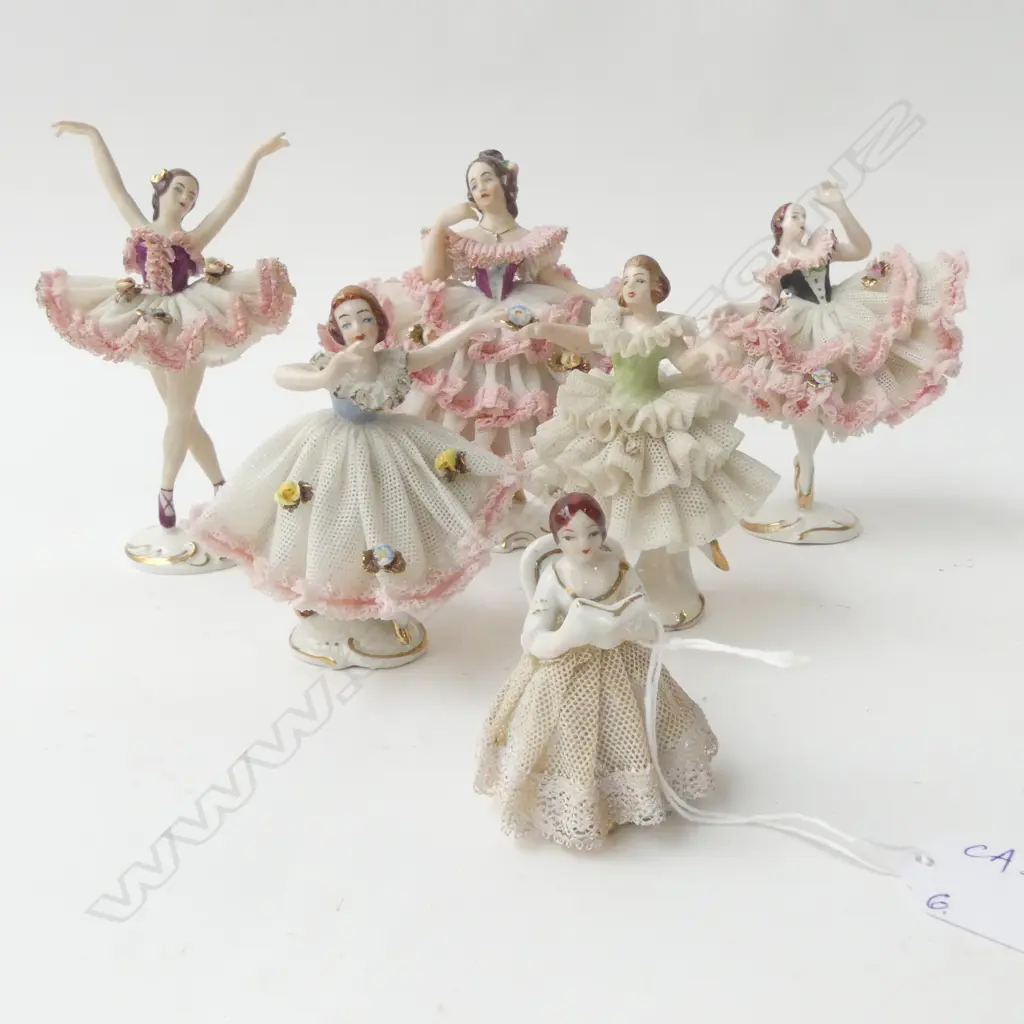 6 DRESDEN FIGURINES; BALLERINAS ETC H.130mm Image 1++