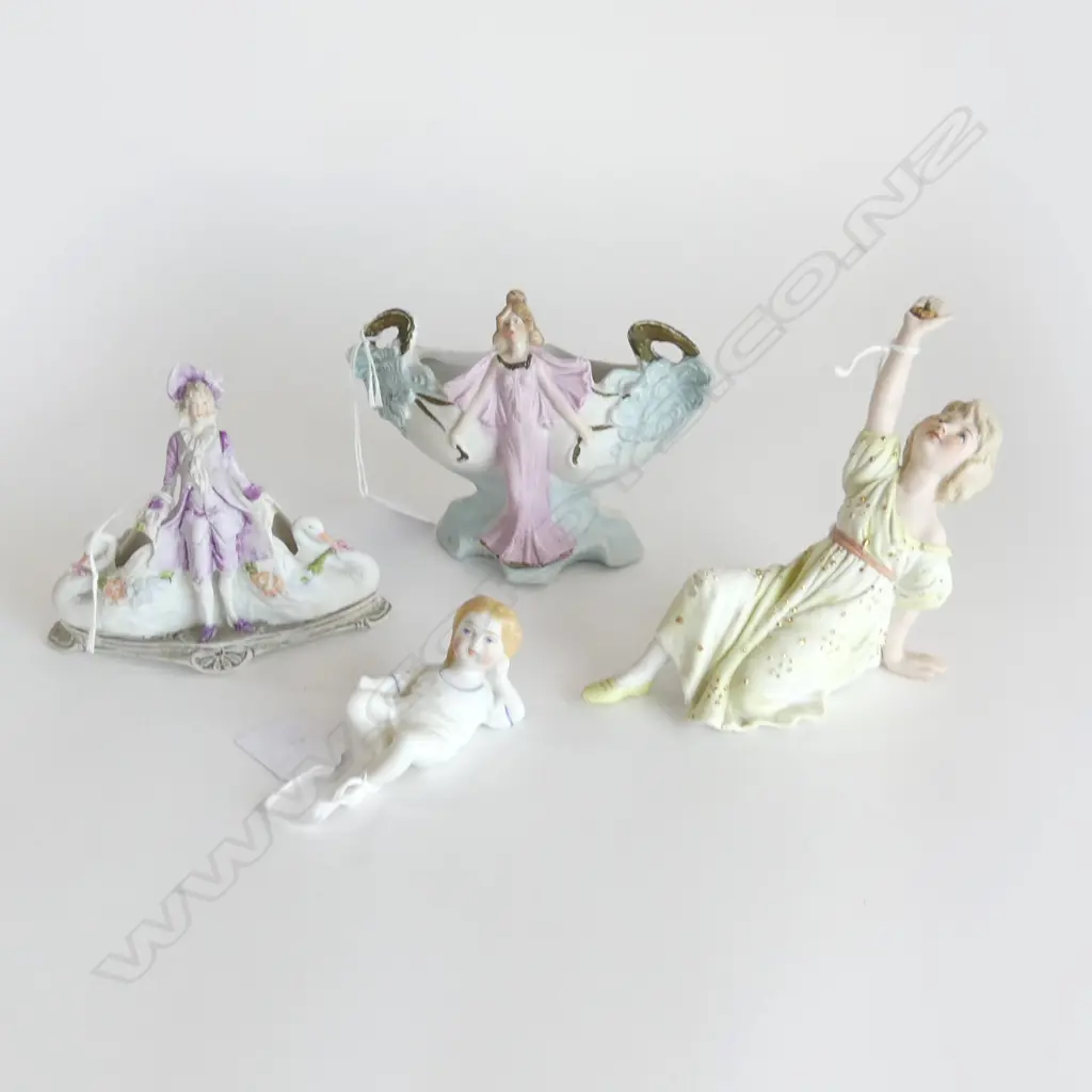 4 EDWARDIAN BISCE CHINA PIANO ORNS H110 TALLEST Image 1++