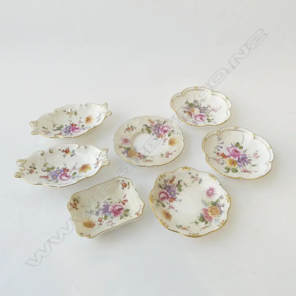 COLLECTION 7 ROYAL CROWN DERBY PIN DISHES, ASST PATTERNS Image 1++