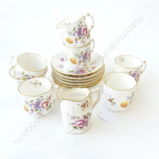 ROYAL CROWN DERBY 'DERBY POSIES' COFFEE SET, 6 C/S & M/S