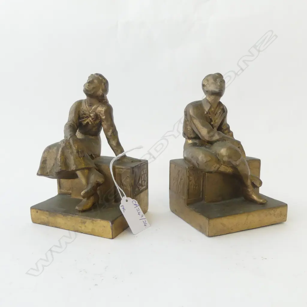 PR BRONZED BOOKENDS; SEATED FIGURES H.150mm Image 1++