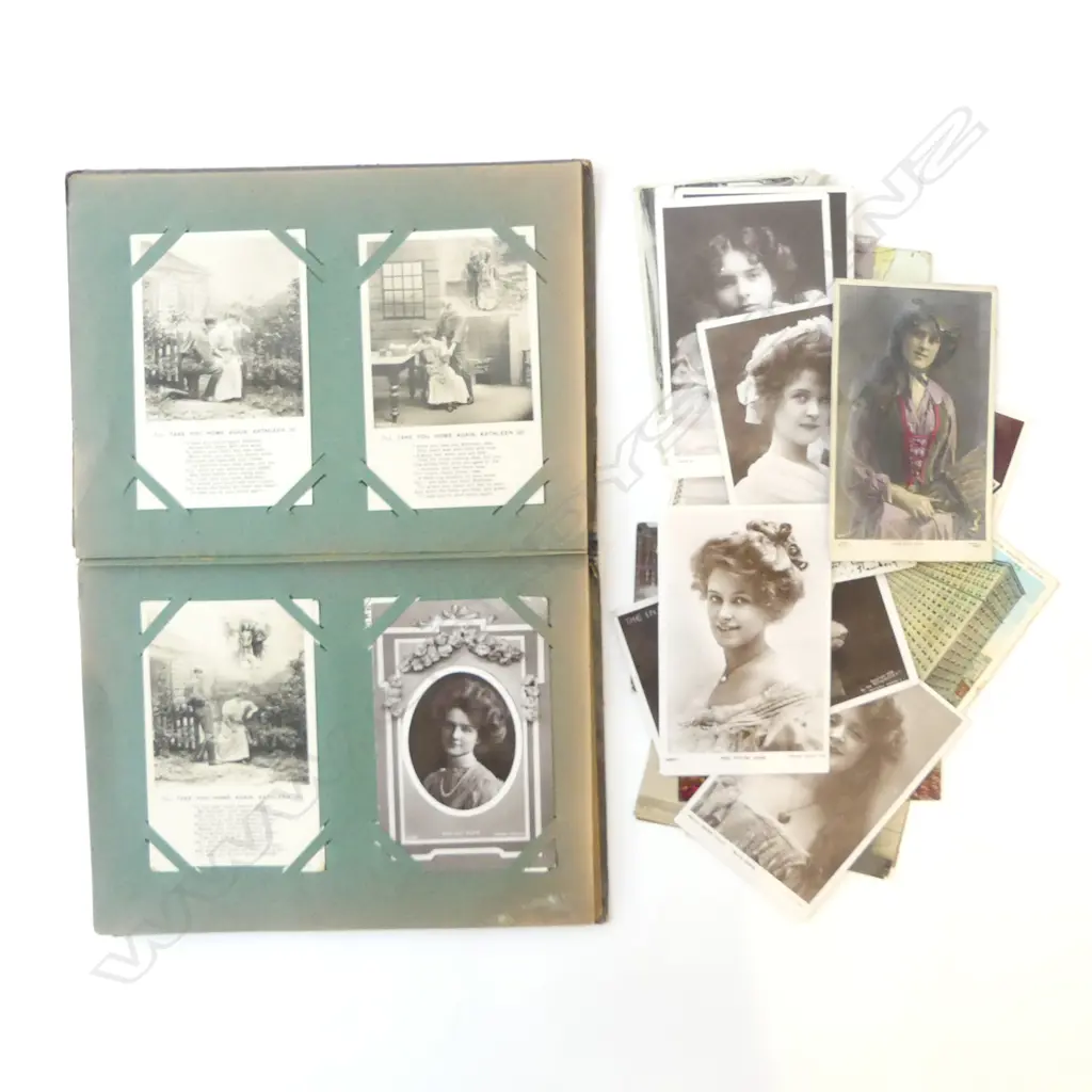 EARLY 20thC POSTCARD ALBUM (HALF EMPTY) + LOOSE CARDS Image 1++