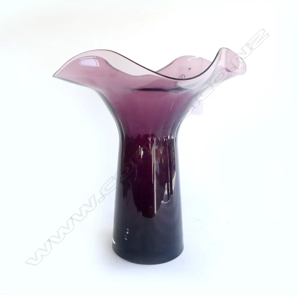 TALL RETRO PURPLE STUDIO GLASS WRZESNIAK GLASS WORKS H350MM Image 1++