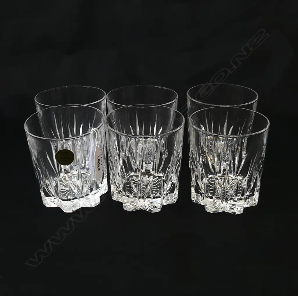 SET OF 6 ITALIAN VINTAGE CRYSTAL RCR WHISKY TUMBLERS, H.80MM D.75MM Image 1++