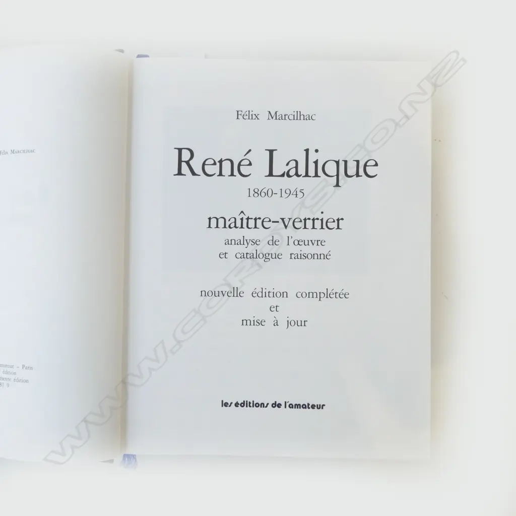 R.LALIQUE by FELIX MARCILHAC, LG FORMAT RENE LALIQUE CATALOGUE RAISONNE, IN FRENCH Image 1++