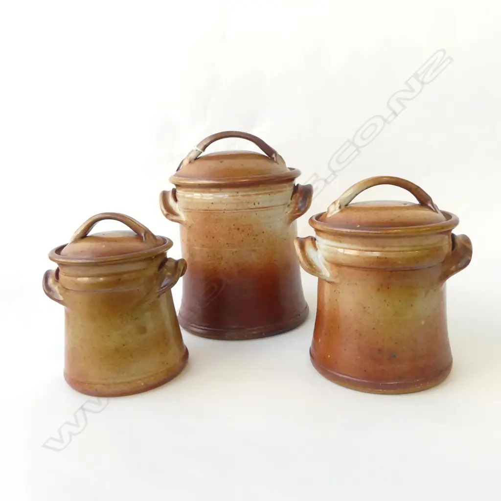 3 GRADUATED STUDIO POTTERY JARS TALLEST 300MM Image 1++