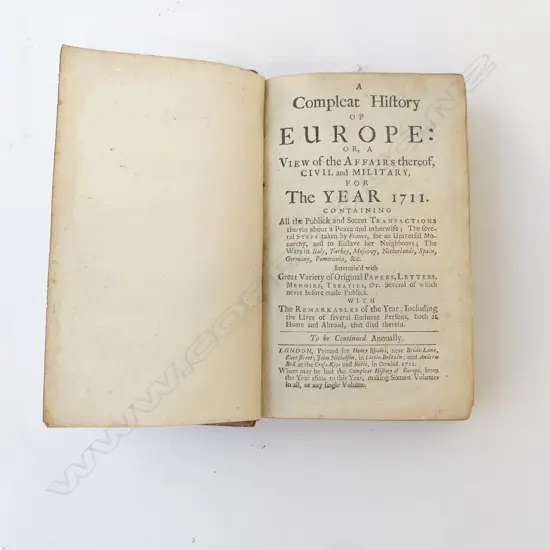 A 1711 leather bound book 'A Compleat History of Europe: Or