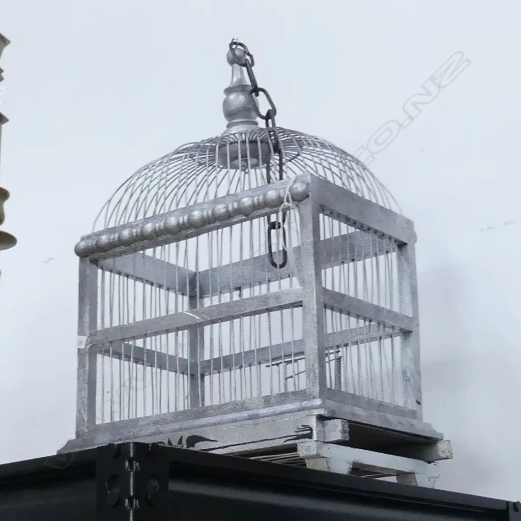 SILVER PAINTED BIRD CAGE H.460mm Image 1++